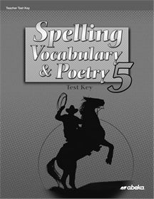 Spelling/Vocabulary/Poetry 5 Test Key