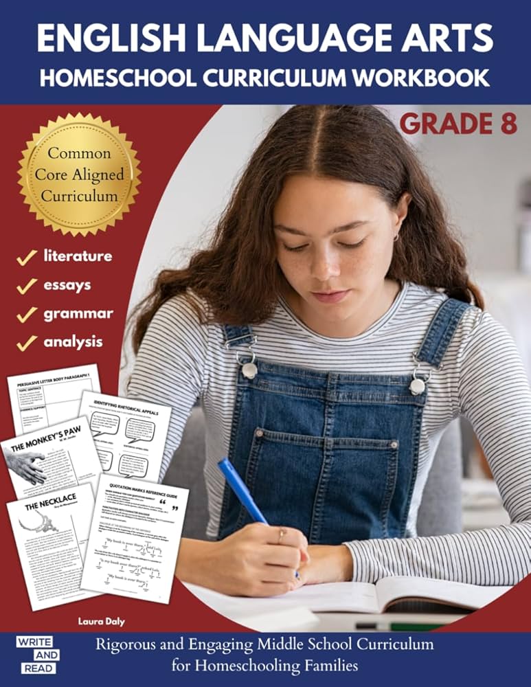 English Language Arts Homeschool Curriculum Workbook Grade 8
