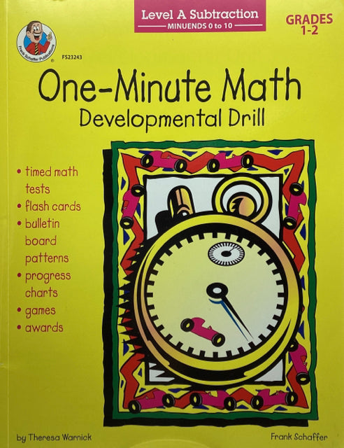 One-Minute Math Drill: Level A Subtraction (Minuends 0 to 10), Grades 1-2