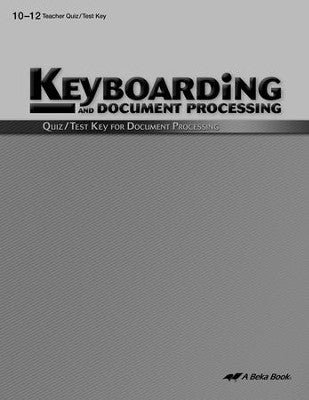 Keyboard and Document Processing Quiz/Test Key