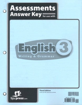 BJU English 3 Writing & Grammar Assessment Answer Key 3rd Edition