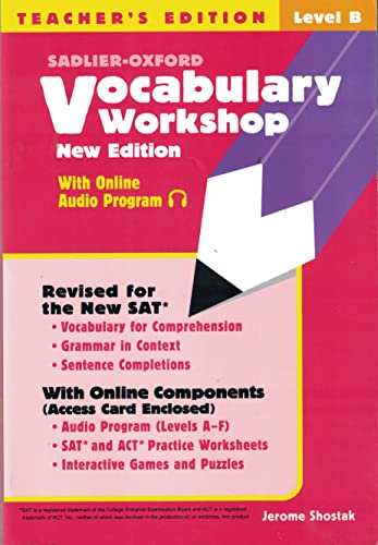 Vocabulary Workshop Teacher's Edition New Edition Level B