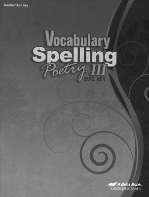 Vocabulary Spelling Poetry III Quiz Key