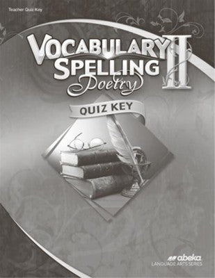 Vocab, Spelling, and Poetry II Quiz Key
